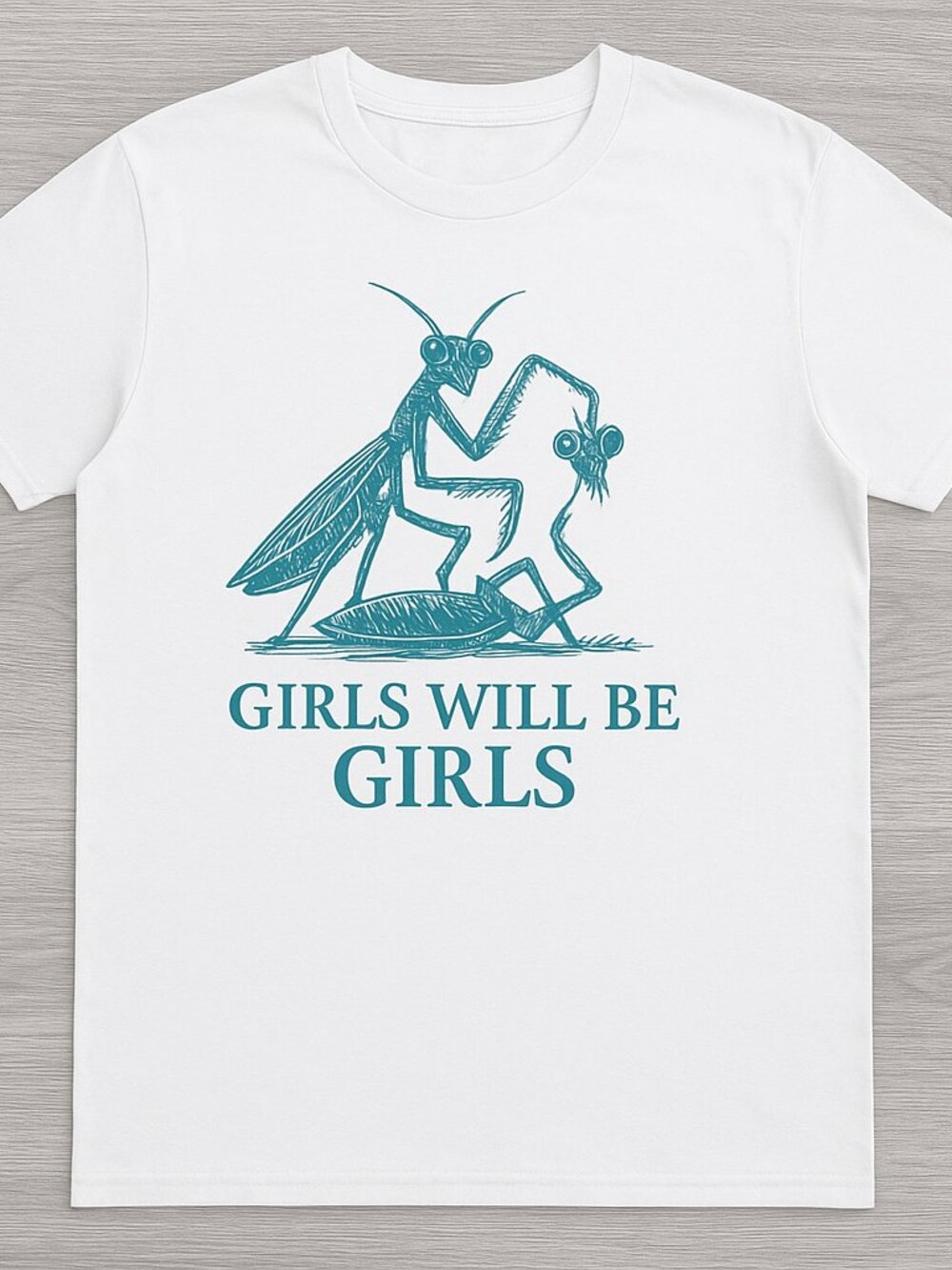 Praying Mantis Girls Will Be Girls Funny Vintage Graphic Tee